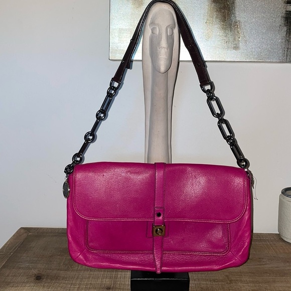 Lanvin Handbags - Lanvin Small Pink Leather Silver Chain Shoulder Handbag